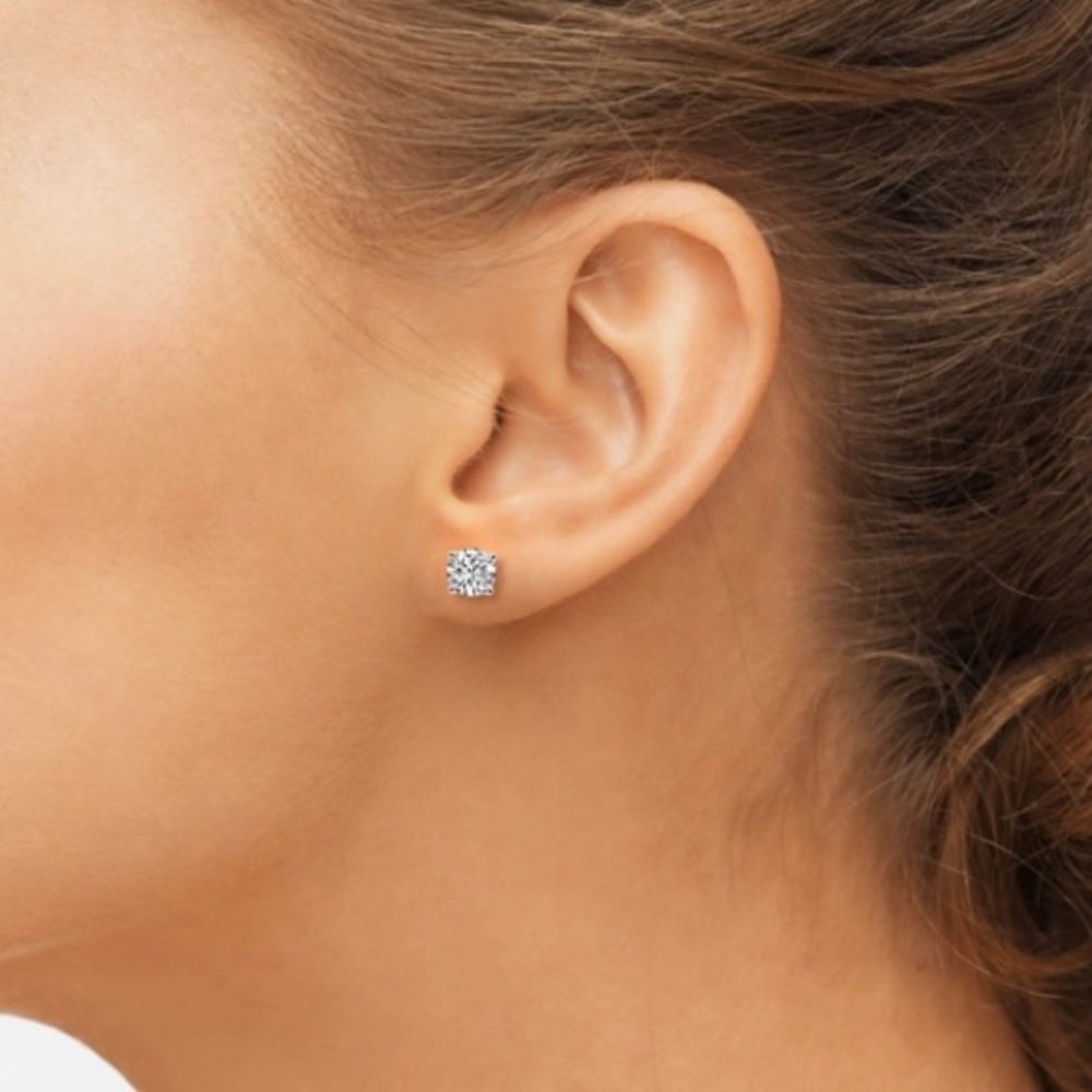 Sterling Silver Simulated Diamond Studs - Picture 5 of 6